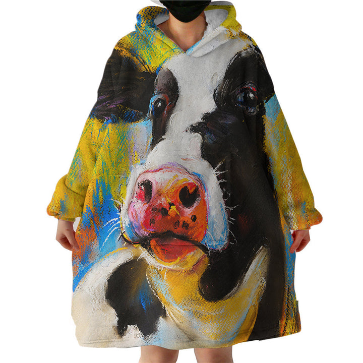 Lisslune | Therapeutic Blanket Hoodie - Cow Painting (Made to Order)