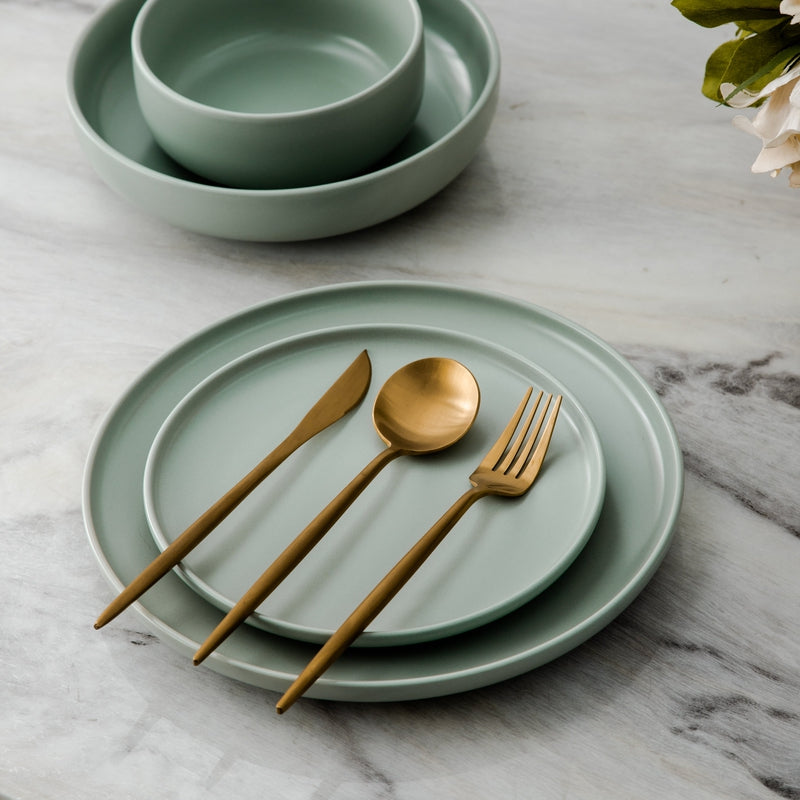 Lisslune | Minimalist Flatware Set – 20-Piece Titanium-Coated Stainless Steel Cutlery | Modern Matte Finish for Elegant Dining