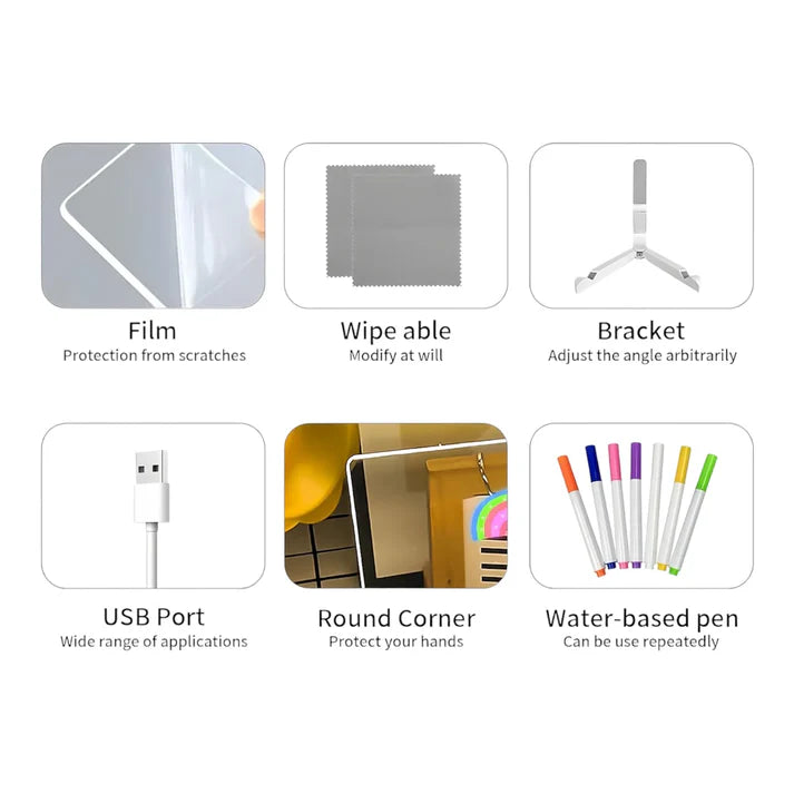 Lisslune | IllumiWrite LED Sign Board – Reusable Light Board for Creative Minds