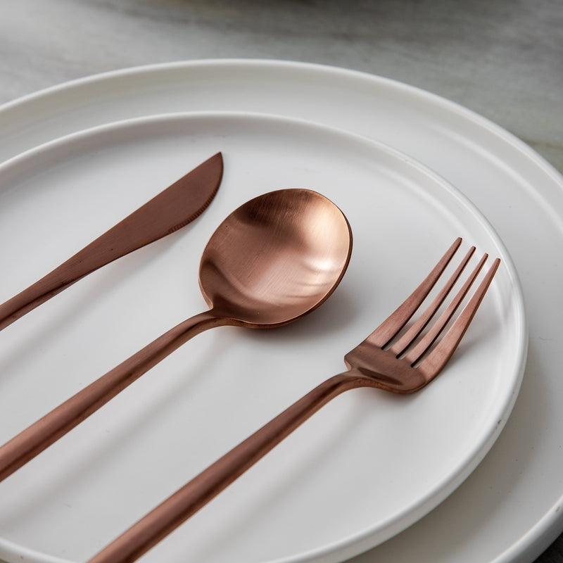 Lisslune | Minimalist Flatware Set – 20-Piece Titanium-Coated Stainless Steel Cutlery | Modern Matte Finish for Elegant Dining