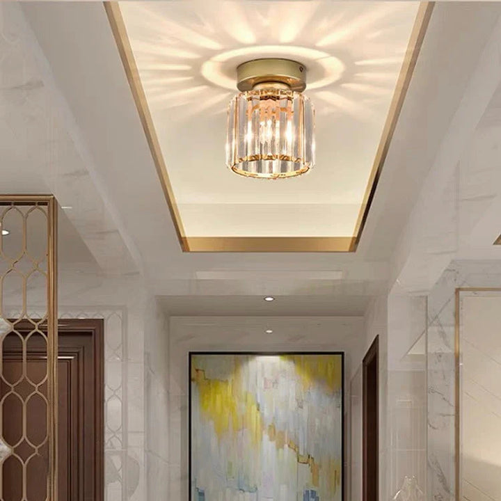 Lisslune | Modern Crystal Ceiling Light with Gold and Black Accents – Stylish Lighting for Your Home