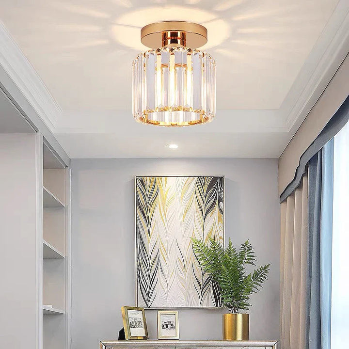Lisslune | Modern Crystal Ceiling Light with Gold and Black Accents – Stylish Lighting for Your Home