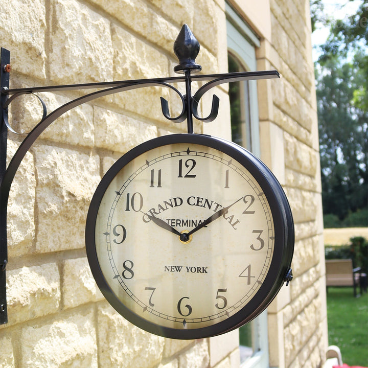Skorter | Black Double Sided Railway Outdoor Clock