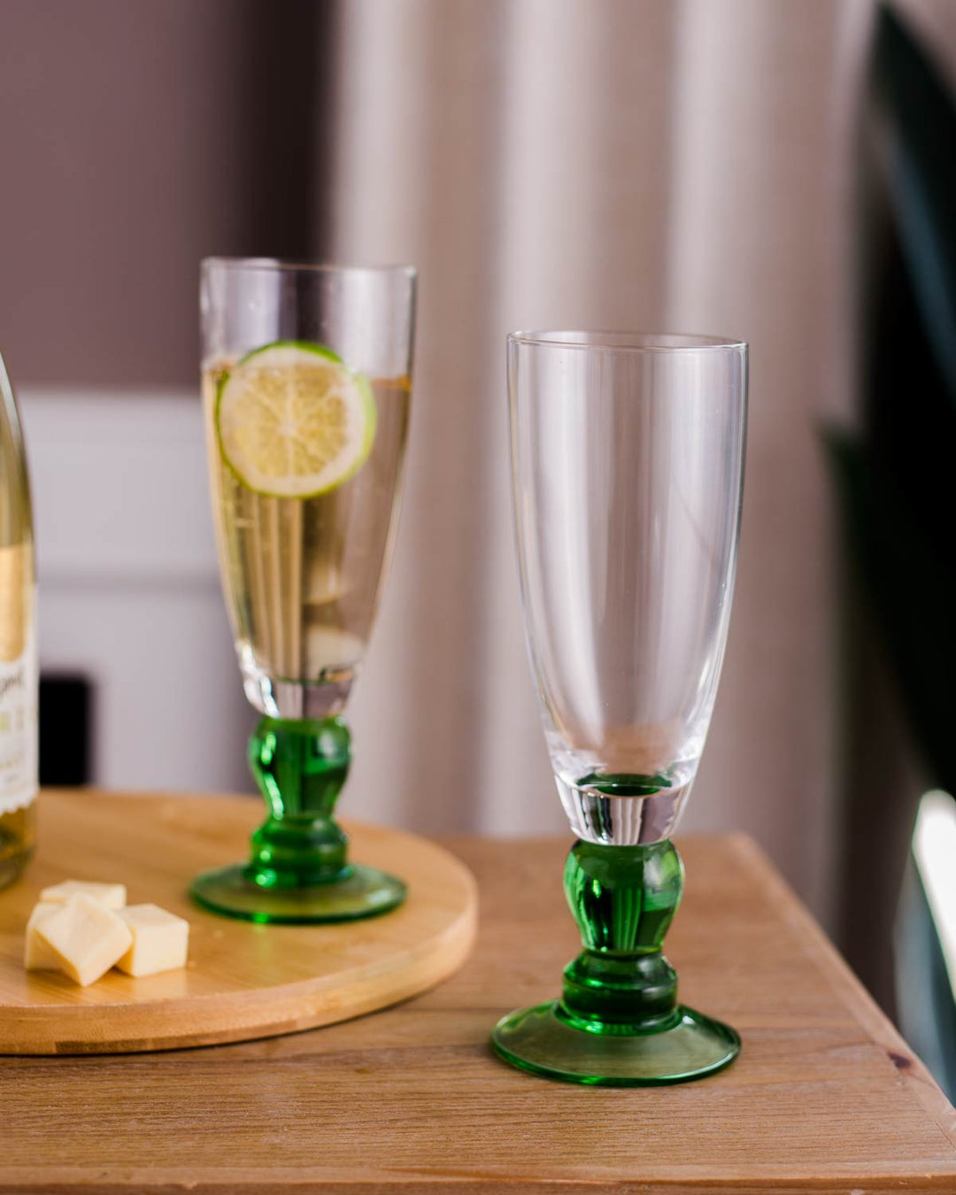 Lisslune | Swirl Green Champagne Flute - Set of 6