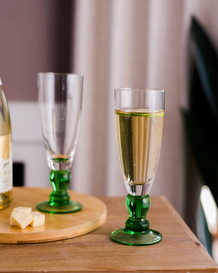 Lisslune | Swirl Green Champagne Flute - Set of 6
