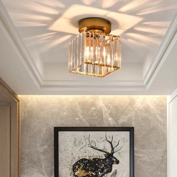 Lisslune | Modern Crystal Ceiling Light with Gold and Black Accents – Stylish Lighting for Your Home