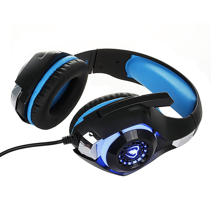 Lisslune | Beexcellent GM-1 Stereo Bass Gaming Headphones with Microphone & LED Light, for PS4, Smartphone, Tablet, PC, Laptop (Blue)