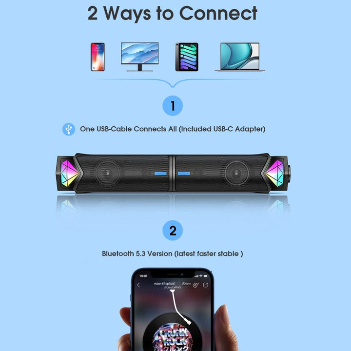 Lisslune | L1 Outdoor portable RGB light USB Bluetooth wireless speaker with microphone (Black)