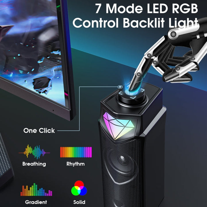 Lisslune | L1 Outdoor portable RGB light USB Bluetooth wireless speaker with microphone (Black)