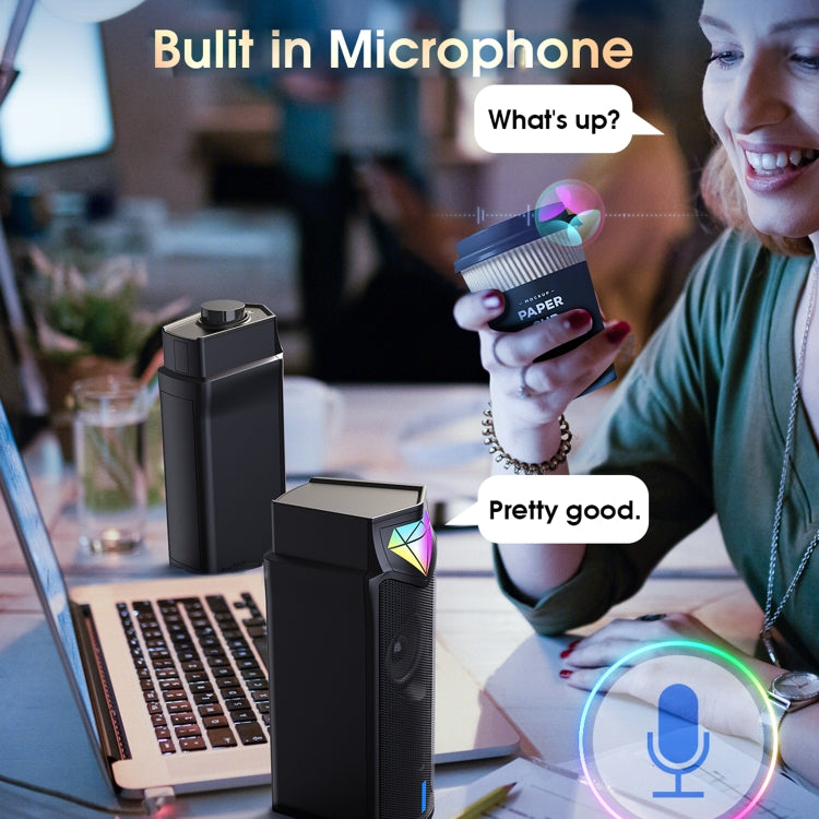 Lisslune | L1 Outdoor portable RGB light USB Bluetooth wireless speaker with microphone (Black)