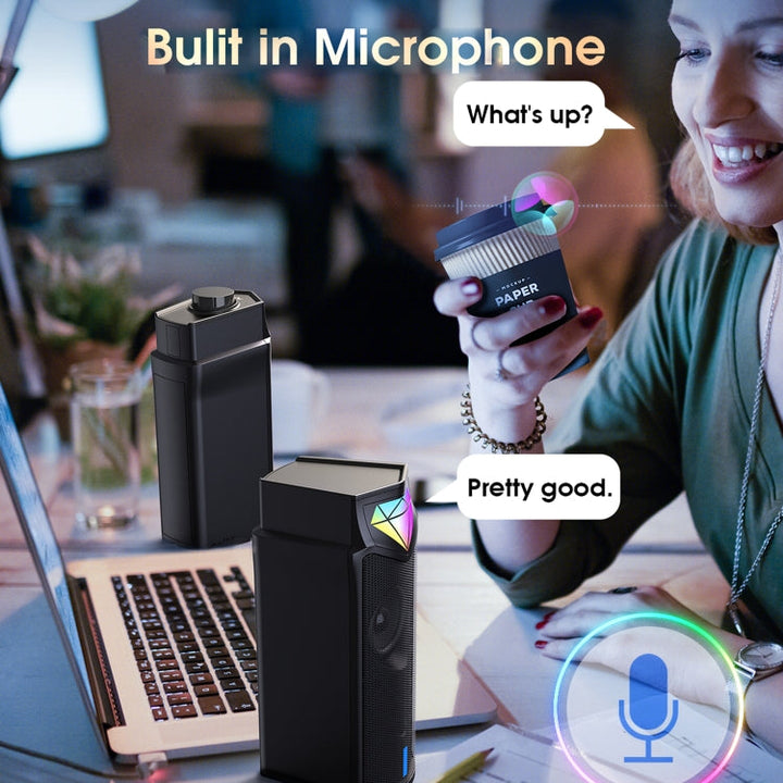 Lisslune | L1 Outdoor portable RGB light USB Bluetooth wireless speaker with microphone (Black)