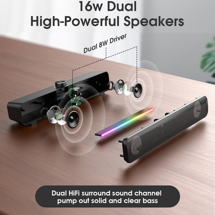 Lisslune | L16 Portable RGB Light HiFi USB Bluetooth Wireless Speaker (Black)