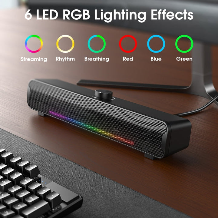 Lisslune | L16 Portable RGB Light HiFi USB Bluetooth Wireless Speaker (Black)