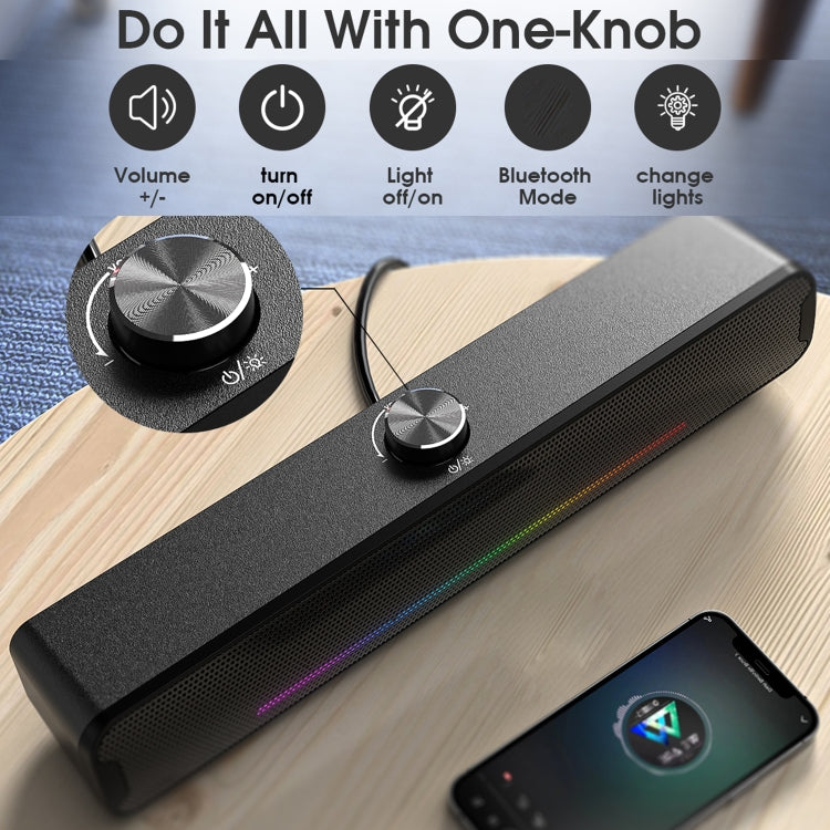Lisslune | L16 Portable RGB Light HiFi USB Bluetooth Wireless Speaker (Black)