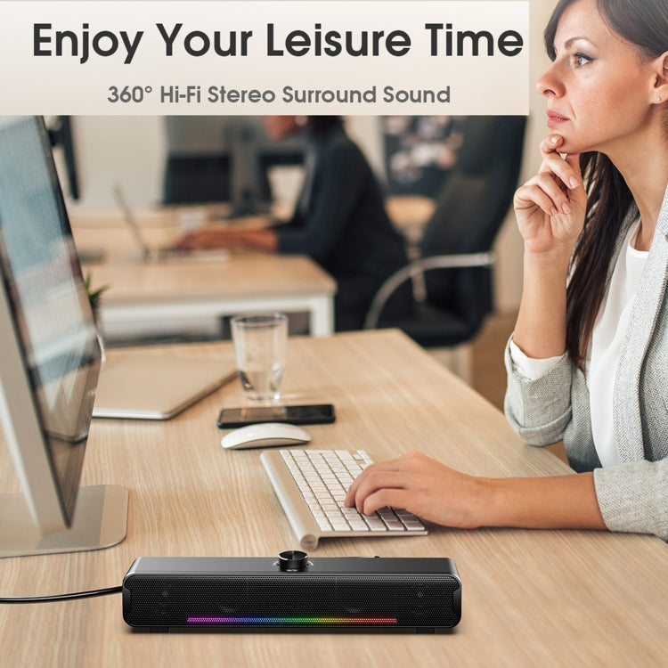 Lisslune | L16 Portable RGB Light HiFi USB Bluetooth Wireless Speaker (Black)
