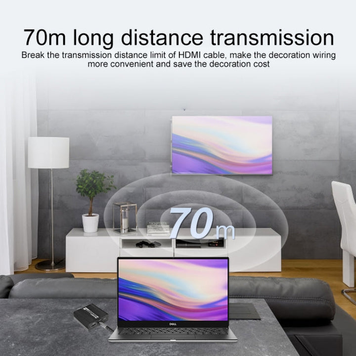 Lisslune | Measy ET100 HDMI Extender Transmitter + Receiver Converter Ethernet Cable, Transmission Distance: 70m