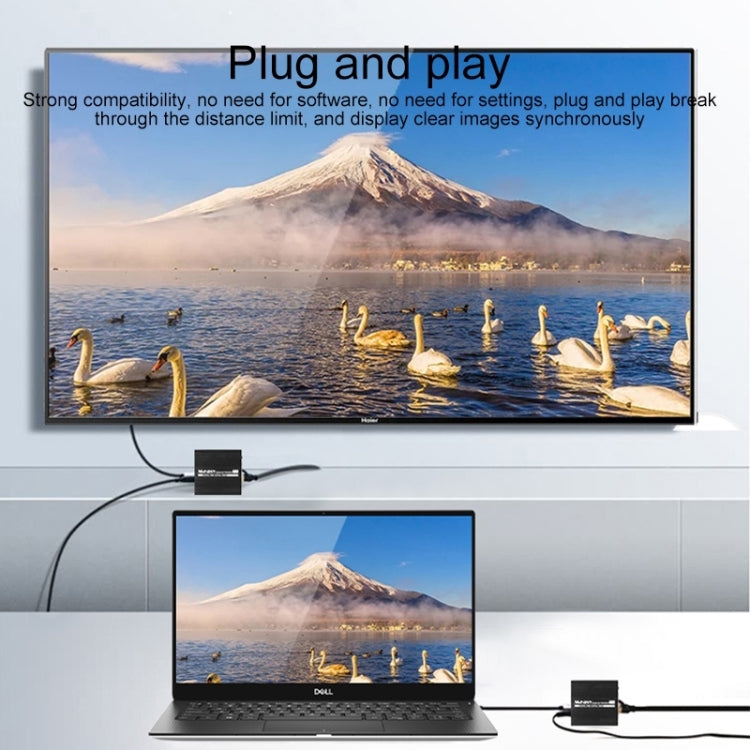 Lisslune | Measy ET100 HDMI Extender Transmitter + Receiver Converter Ethernet Cable, Transmission Distance: 70m (EU Plug)