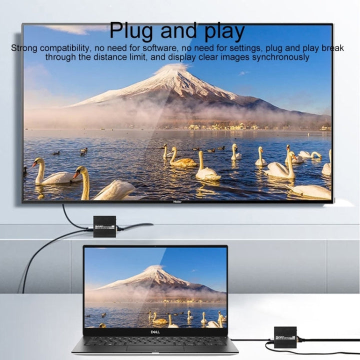 Lisslune | Measy ET100 HDMI Extender Transmitter + Receiver Converter Ethernet Cable, Transmission Distance: 70m (EU Plug)
