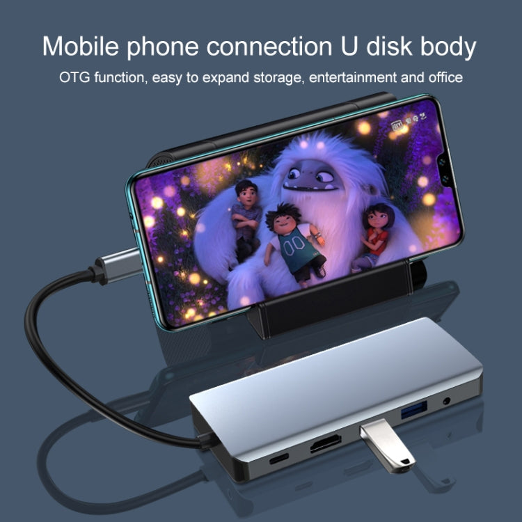 Lisslune | 12 in 1 RJ45 + 100W PD + SD/TF + USB3.0x5 + HDMI + VGA + 3.5mm AUX to Type-C HUB Adapter