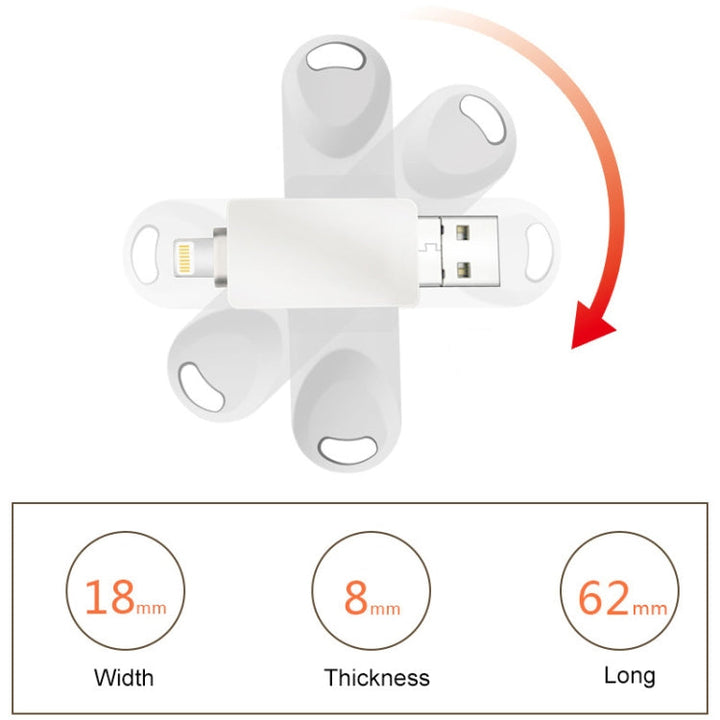 Lisslune | S29 3 in 1 256GB Micro USB + USB + 8-Pin interface Metal Twister Flash Drive (Silver)