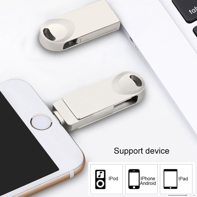 Lisslune | S29 3 in 1 256GB Micro USB + USB + 8-Pin interface Metal Twister Flash Drive (Silver)
