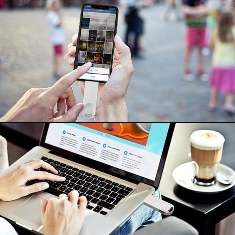 Lisslune | S29 3 in 1 256GB Micro USB + USB + 8-Pin interface Metal Twister Flash Drive (Silver)