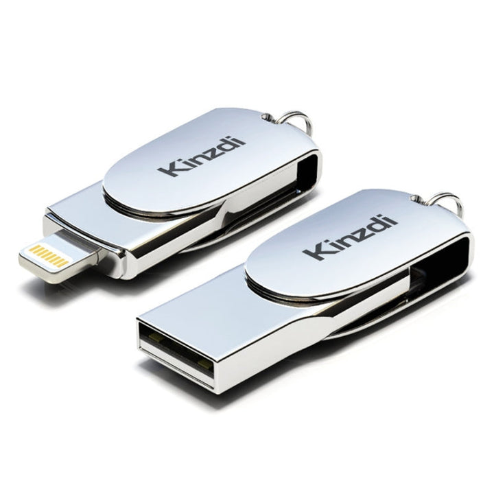 Lisslune | Kinzdi 32GB USB + 8 Pin Interface Metal Twister Flash U Disk (Silver)