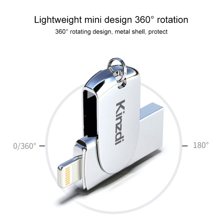 Lisslune | Kinzdi 32GB USB + 8 Pin Interface Metal Twister Flash U Disk (Silver)