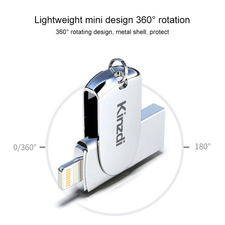 Lisslune | Kinzdi 32GB USB + 8 Pin Interface Metal Twister Flash U Disk (Silver)
