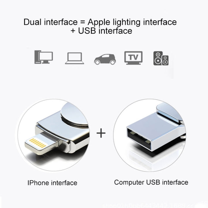 Lisslune | Kinzdi 32GB USB + 8 Pin Interface Metal Twister Flash U Disk (Silver)
