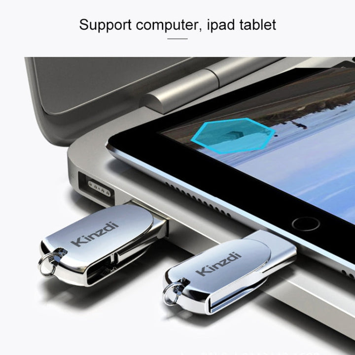 Lisslune | Kinzdi 32GB USB + 8 Pin Interface Metal Twister Flash U Disk (Silver)
