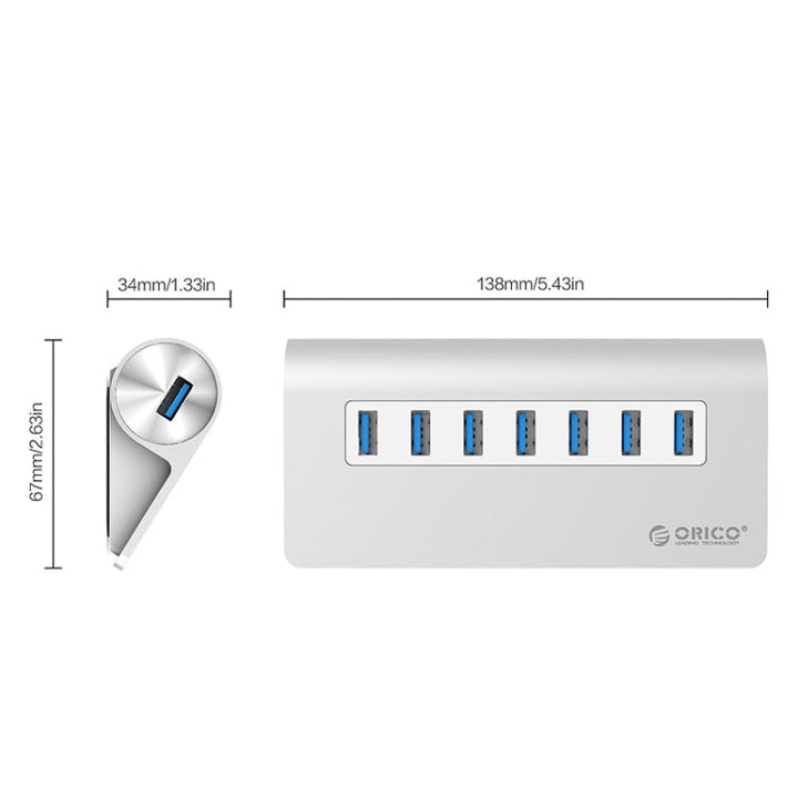 Lisslune | ORICO M3H7-V1 Aluminum alloy 7 USB 3.0 Ports HUB with 30W power supply