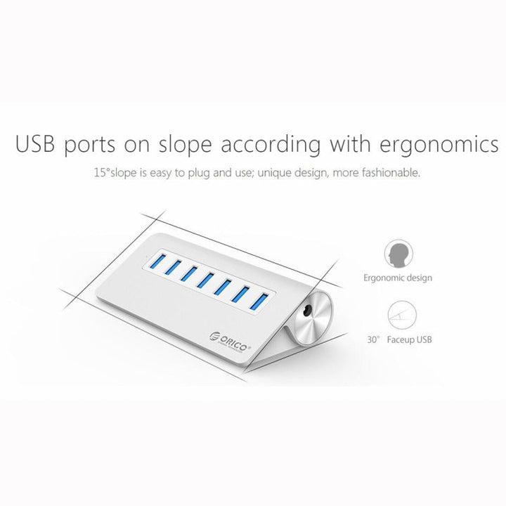 Lisslune | ORICO M3H7-V1 Aluminum alloy 7 USB 3.0 Ports HUB with 30W power supply