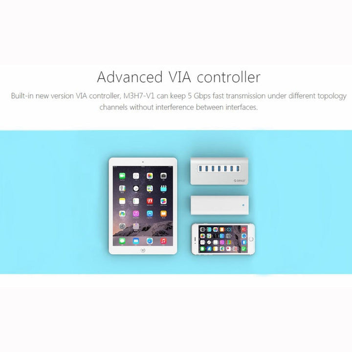 Lisslune | ORICO M3H7-V1 Aluminum alloy 7 USB 3.0 Ports HUB with 30W power supply
