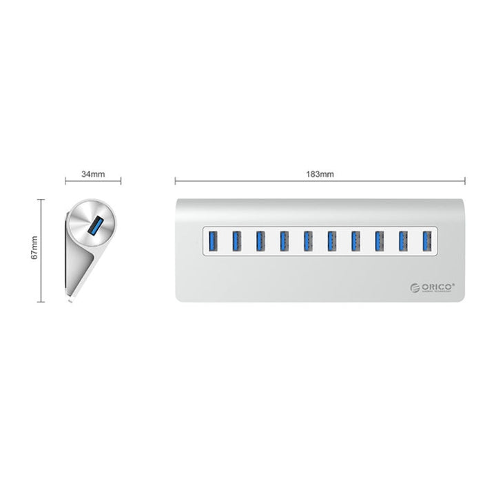 Lisslune | ORICO M3H10-U3-V2 Aluminum alloy 10 USB 3.0 ports HUB