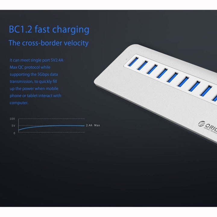 Lisslune | ORICO M3H10-U3-V2 Aluminum alloy 10 USB 3.0 ports HUB