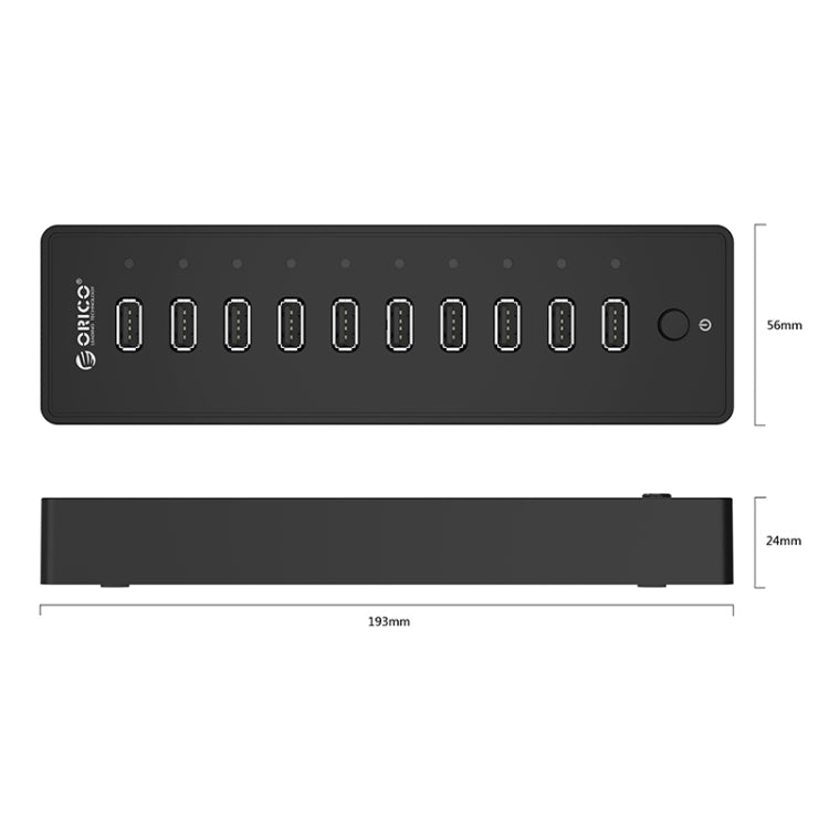 Lisslune | ORICO P10-U2-V1 10 USB 2.0 Ports HUB, Specification: EU Socket