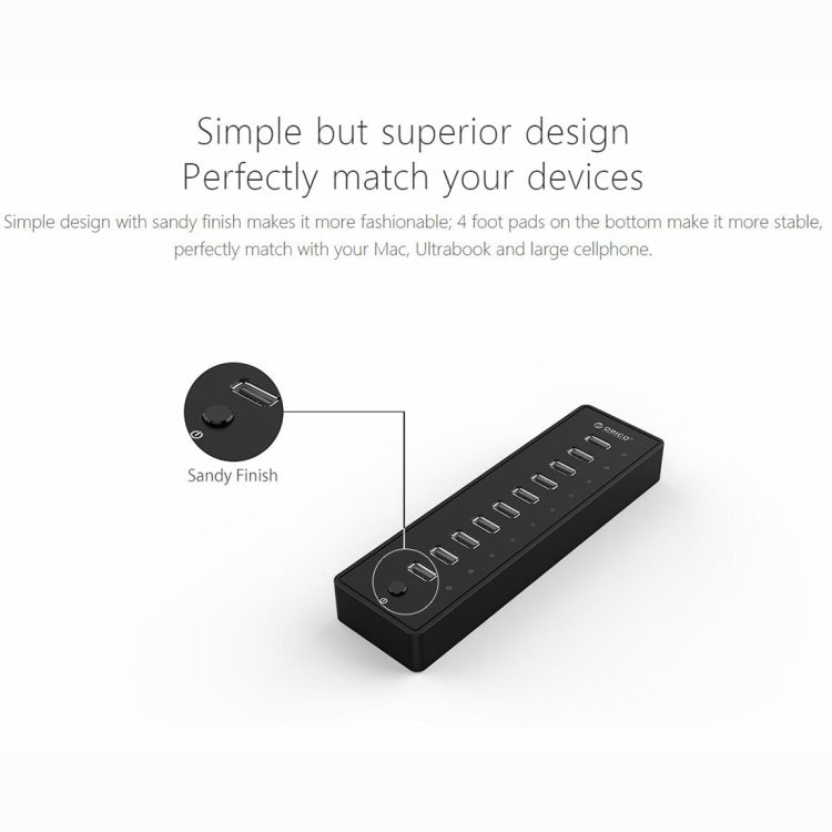 Lisslune | ORICO P10-U2-V1 10 USB 2.0 Ports HUB, Specification: EU Socket