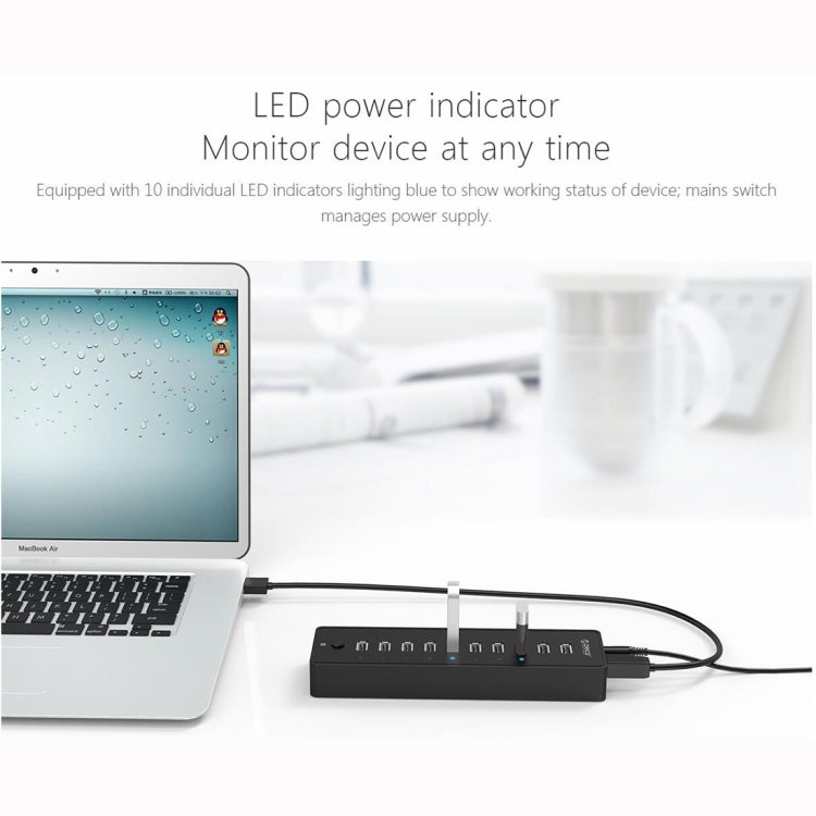 Lisslune | ORICO P10-U2-V1 10 USB 2.0 Ports HUB, Specification: EU Socket