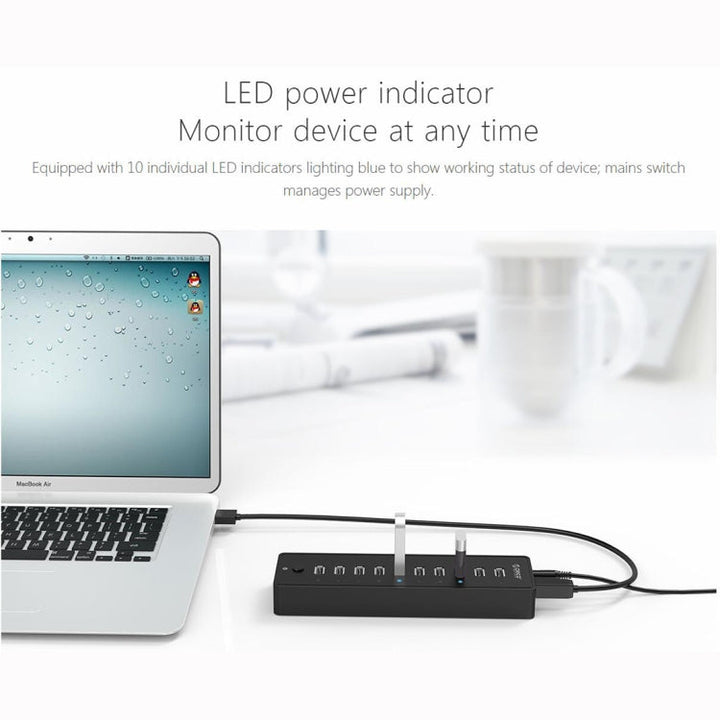 Lisslune | ORICO P10-U2-V1 10 USB 2.0 Ports HUB, Specification: EU Socket