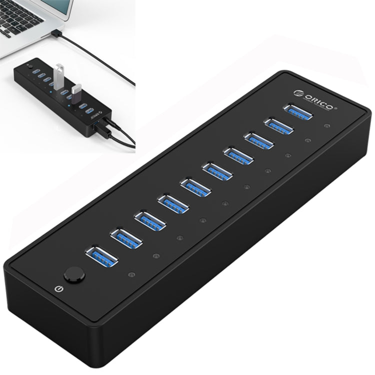 Lisslune | ORICO P10-U3-V1 10 USB 3.0 Ports HUB, Specification: EU Plug