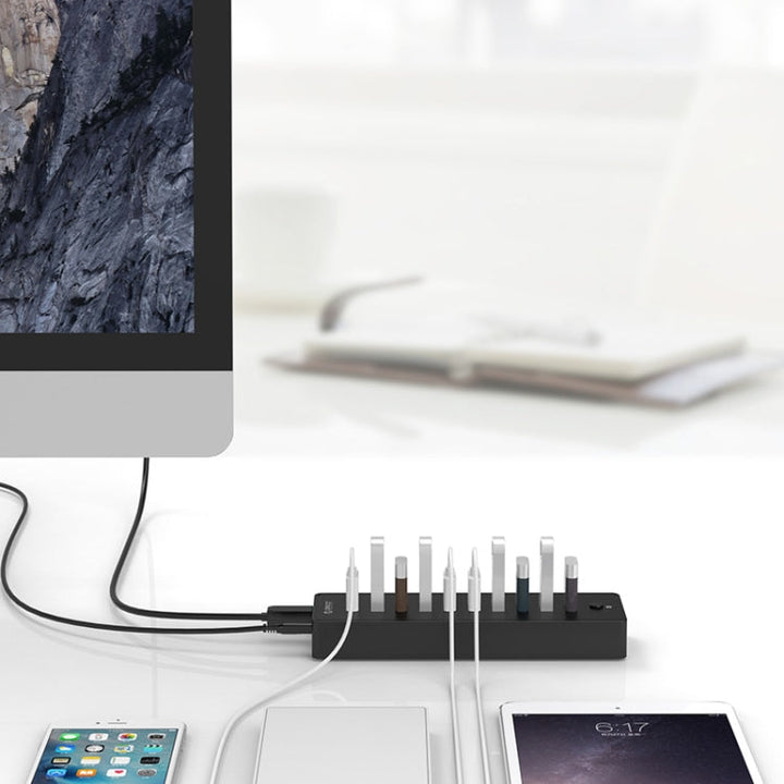 Lisslune | ORICO P10-U3-V1 10 USB 3.0 Ports HUB, Specification: EU Plug