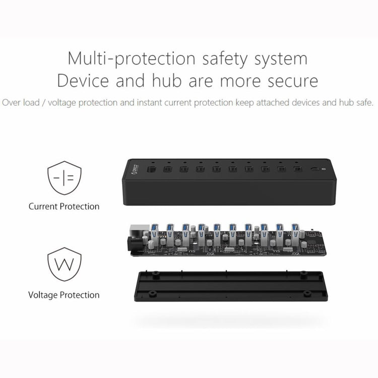 Lisslune | ORICO P10-U3-V1 10 USB 3.0 Ports HUB, Specification: EU Plug