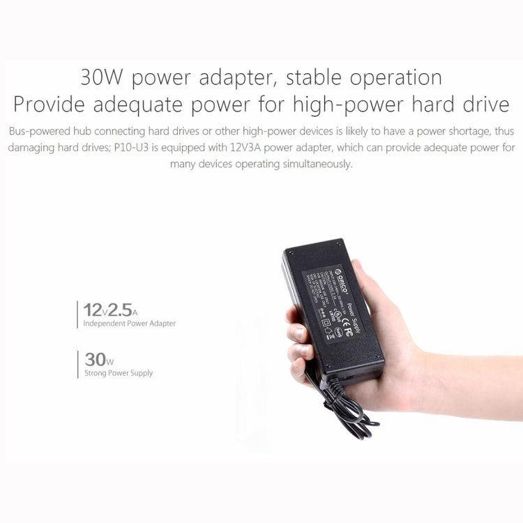 Lisslune | ORICO P10-U3-V1 10 USB 3.0 Ports HUB, Specification: EU Plug