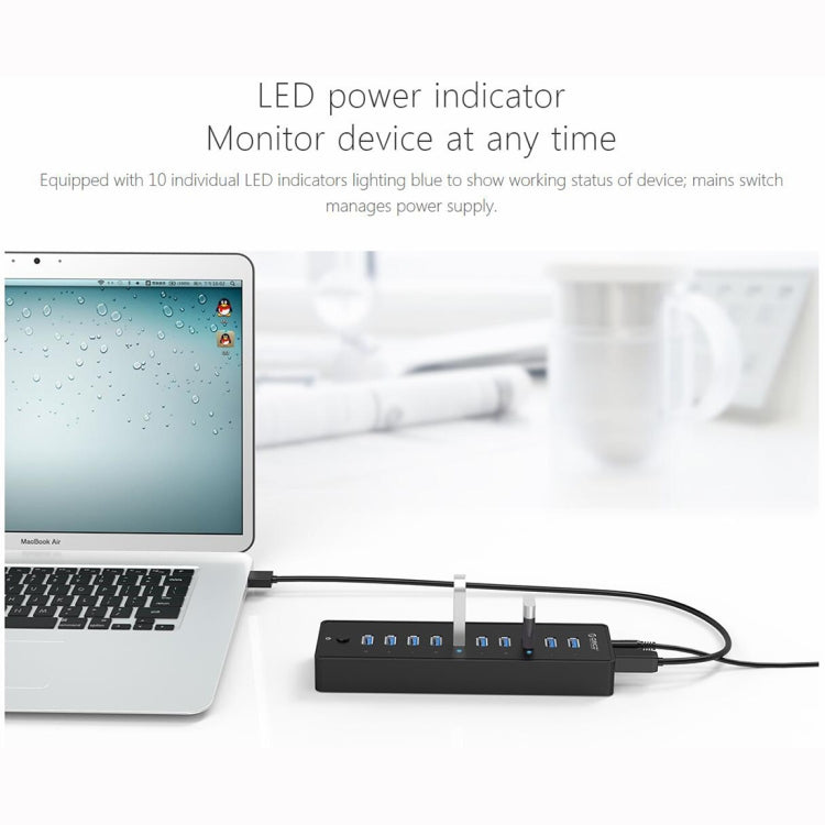 Lisslune | ORICO P10-U3-V1 10 USB 3.0 Ports HUB, Specification: EU Plug