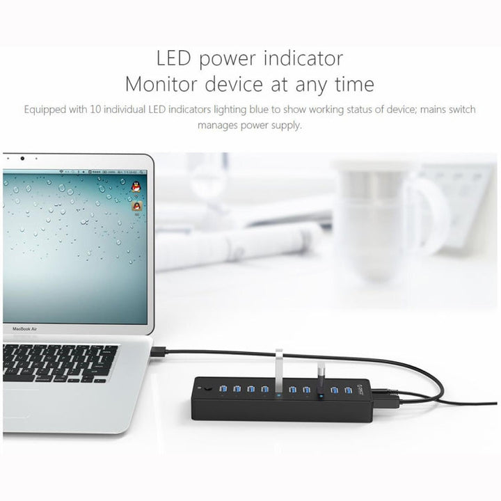 Lisslune | ORICO P10-U3-V1 10 USB 3.0 Ports HUB, Specification: EU Plug
