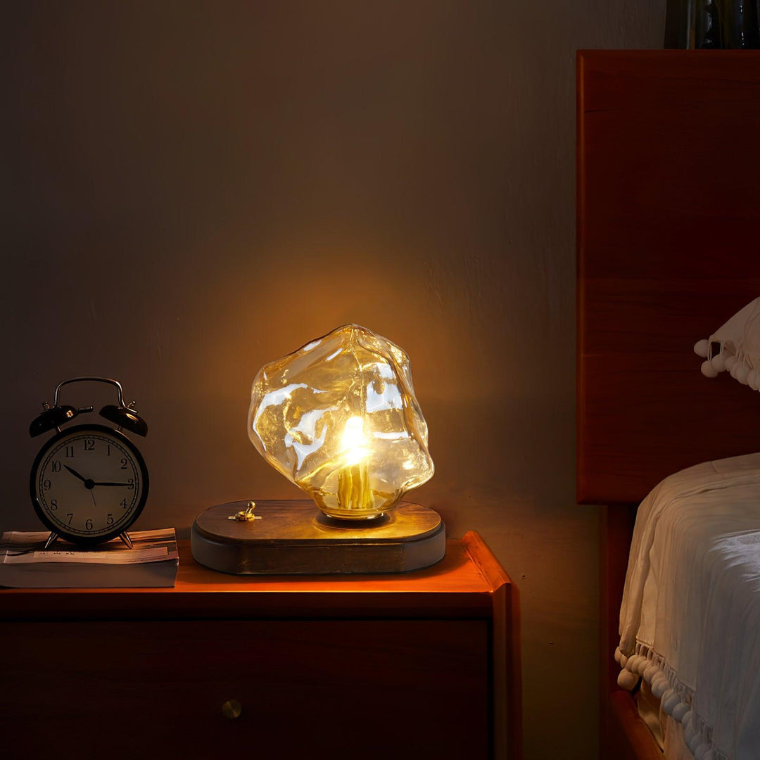 Lisslune | Glass Block Table Lamp | Modern Design with Clear Glass | Ideal for Living Room & Bedroom Lighting