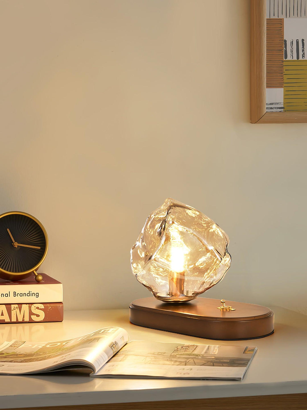 Lisslune | Glass Block Table Lamp | Modern Design with Clear Glass | Ideal for Living Room & Bedroom Lighting