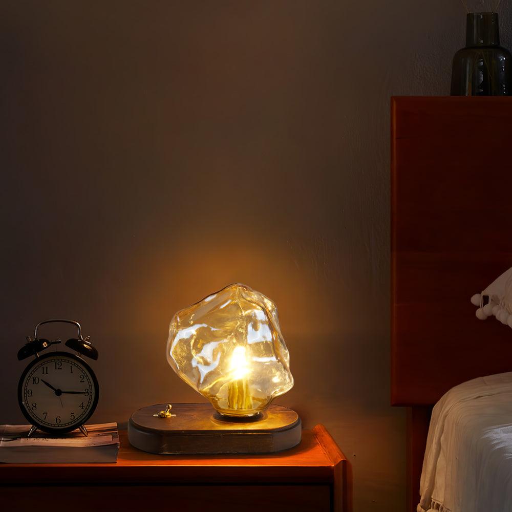 Lisslune | Glass Block Table Lamp | Modern Design with Clear Glass | Ideal for Living Room & Bedroom Lighting