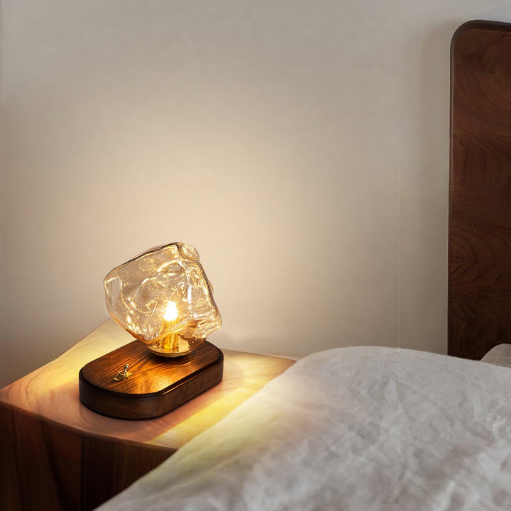 Lisslune | Glass Block Table Lamp | Modern Design with Clear Glass | Ideal for Living Room & Bedroom Lighting